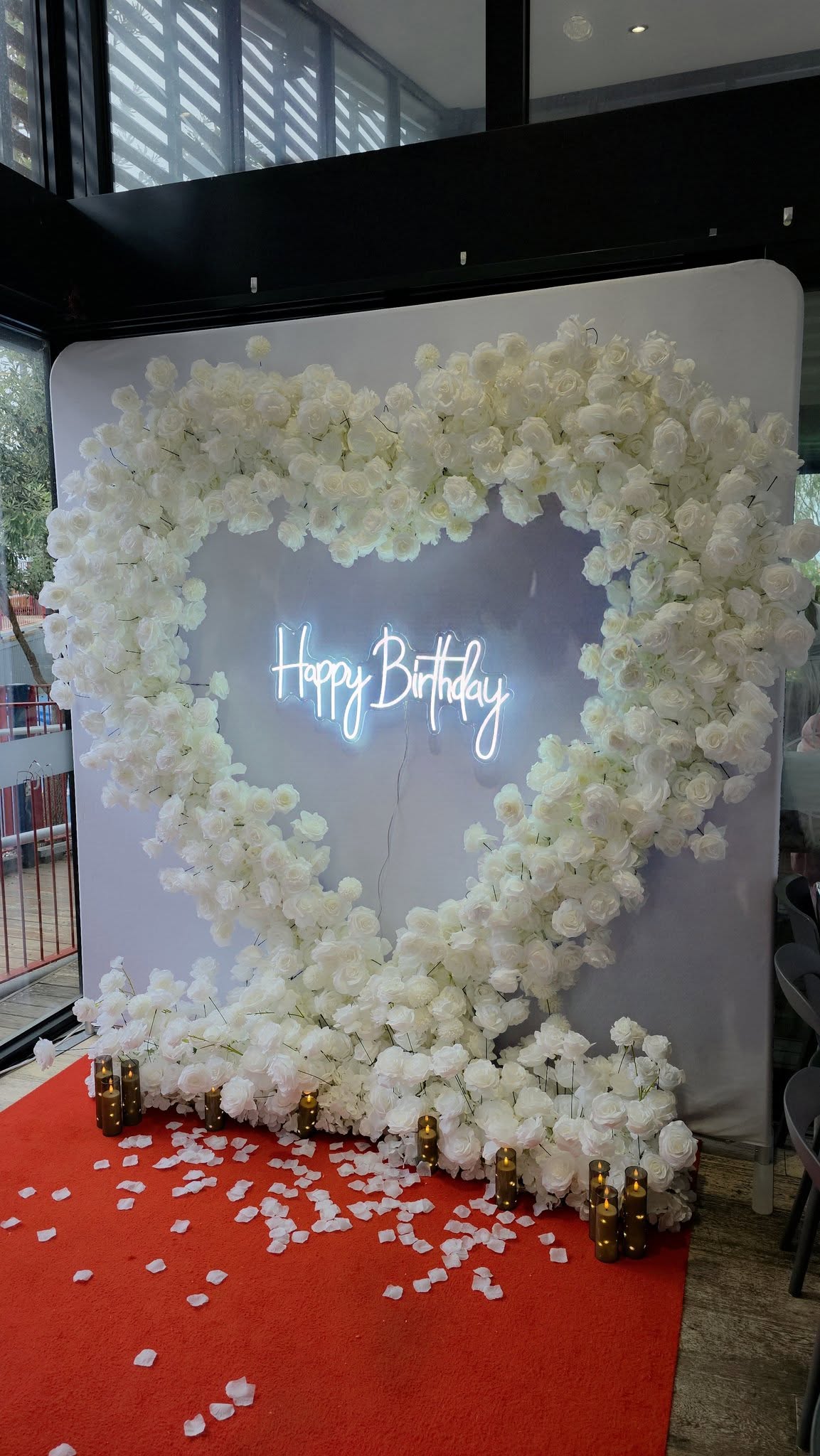 White Heart Floral Birthday